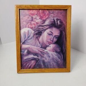 Framed Mother and Baby Nursery Print Picture Home Decor Hang Tabletop 9X11 Lucas